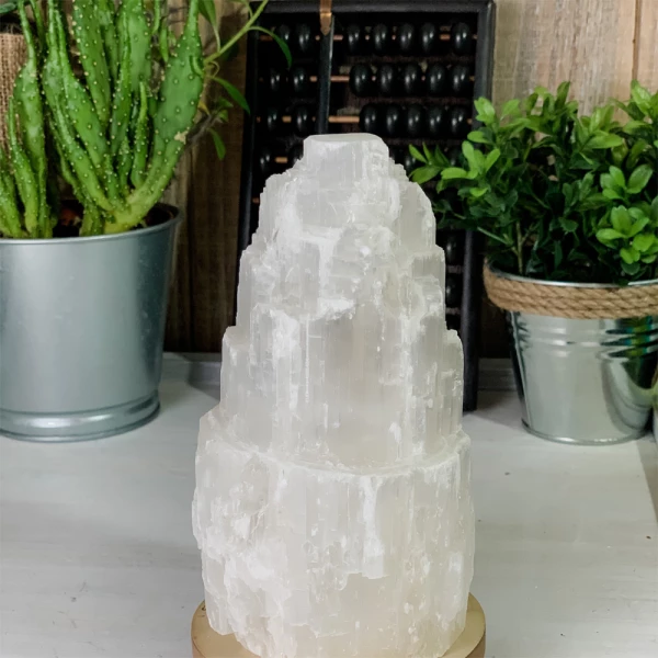 Natural Authentic Crystal Tower Selenite Lamp For Bedroom