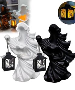 Halloween Ghost Holding Lantern Resin Statue