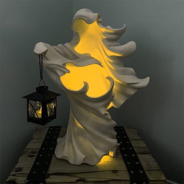 Halloween Ghost Holding Lantern Resin Statue