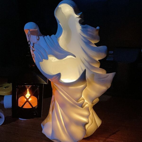 Halloween Ghost Holding Lantern Resin Statue