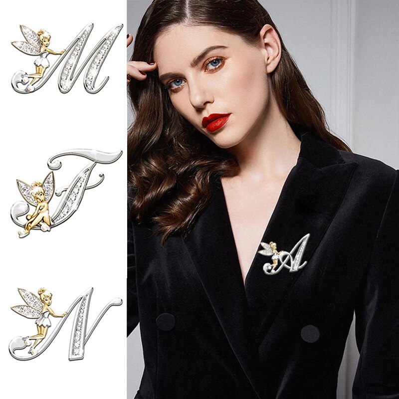 New Metal Luxury Angel Letter Brooch