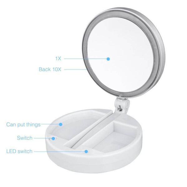 LED Lighted Folding Travel Mirror