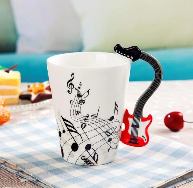 Novelty Guitar Ceramic Mug