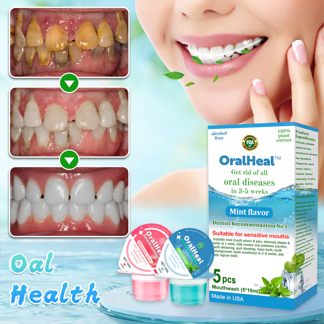 OralHeal Jelly Cup Mouthwash Restoring Teeth and Mouth to Health