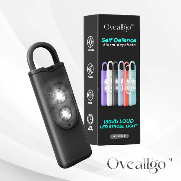 Oveallgo SecureSonic 130dB Loud Self Defence Alarm Keychain with LED Strobe Light