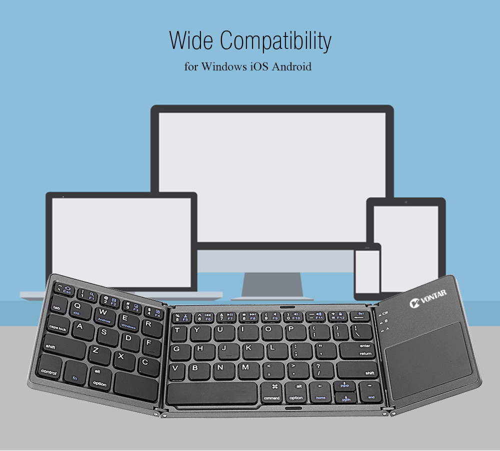 Foldable Portable Keyboard with Touchpad