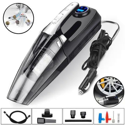 Powerful Vacuum Cleaner and Air Compressor Tire Inflator with LED Light