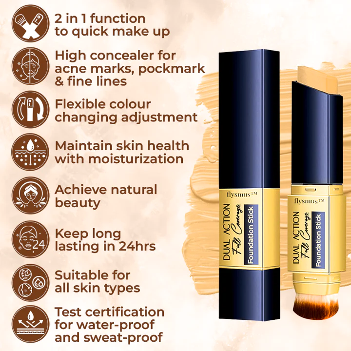 flysmus Dual Action Full Coverage Foundation Stick