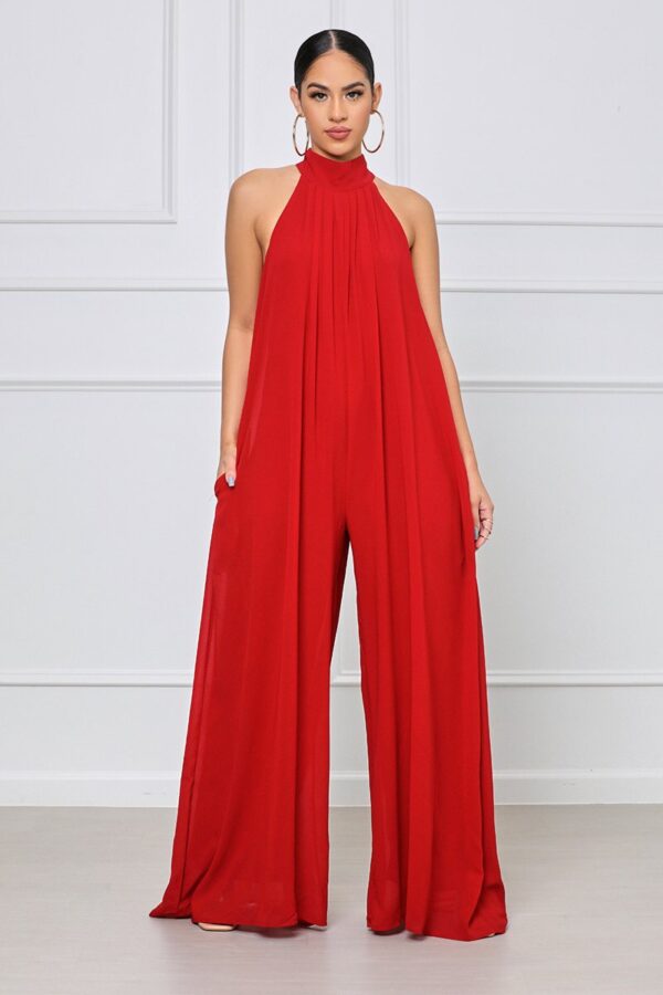 Halter Pleated Jumpsuit