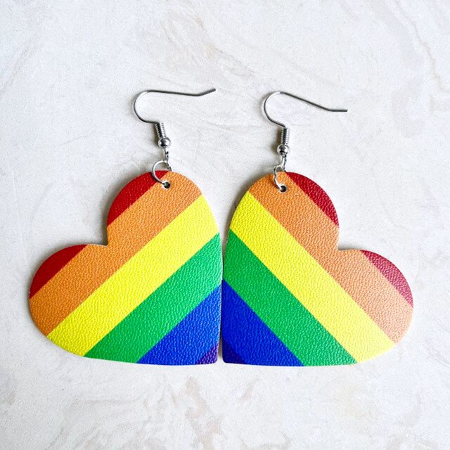 Rainbow Heart Earrings For Women