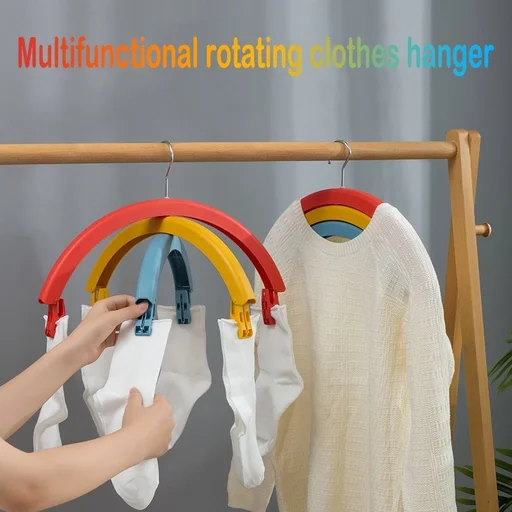 Three-Layer Multifunctional Rainbow Rotating Clothes Hanger