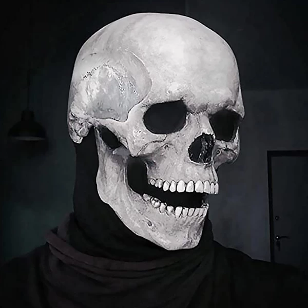 Realistic Human Skull Mask with Moving Jaw