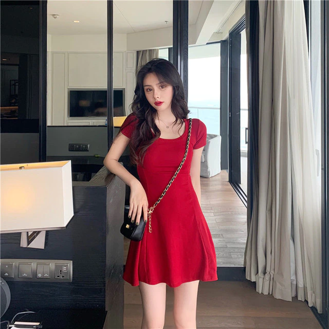 Fit & Flare Crossback Red Mini Dress