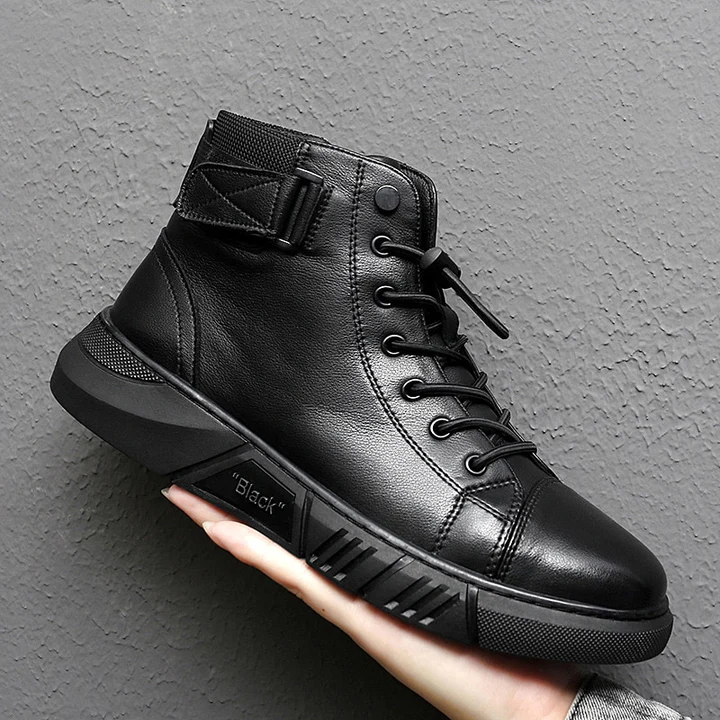 Italian High-Top Lace Up Martin Leather Boots