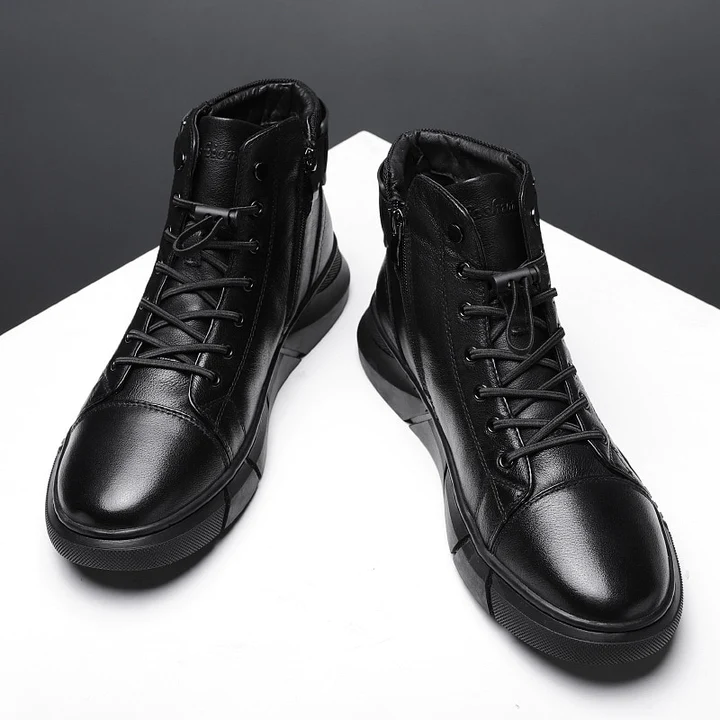 Italian High-Top Lace Up Martin Leather Boots