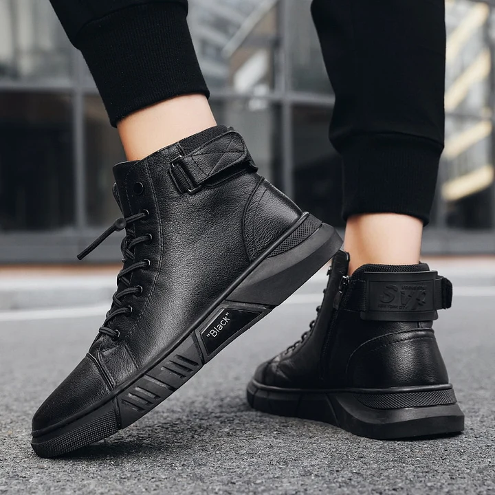 Italian High-Top Lace Up Martin Leather Boots