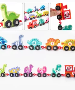 11pcs Wooden Dinosaur Trackless Trains