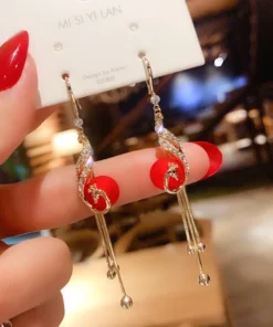 Golden Peacock Drop Earrings