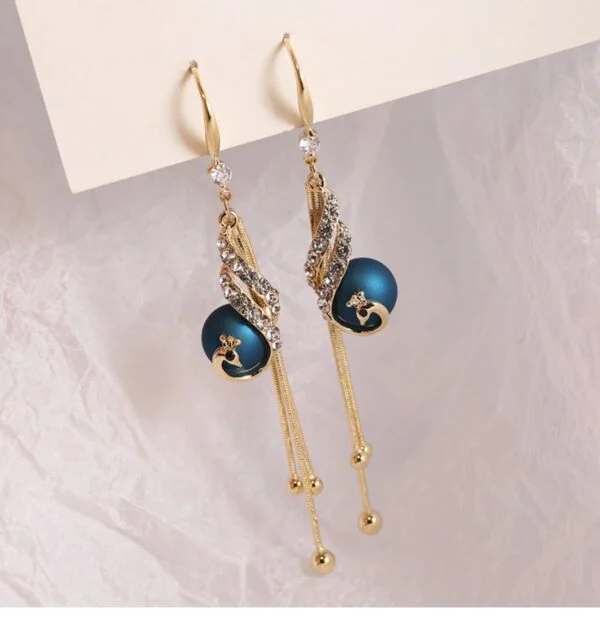 Golden Peacock Drop Earrings