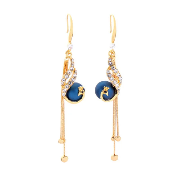 Golden Peacock Drop Earrings