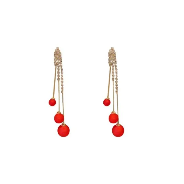 Fashion Diamond Ball Tassel Earrings