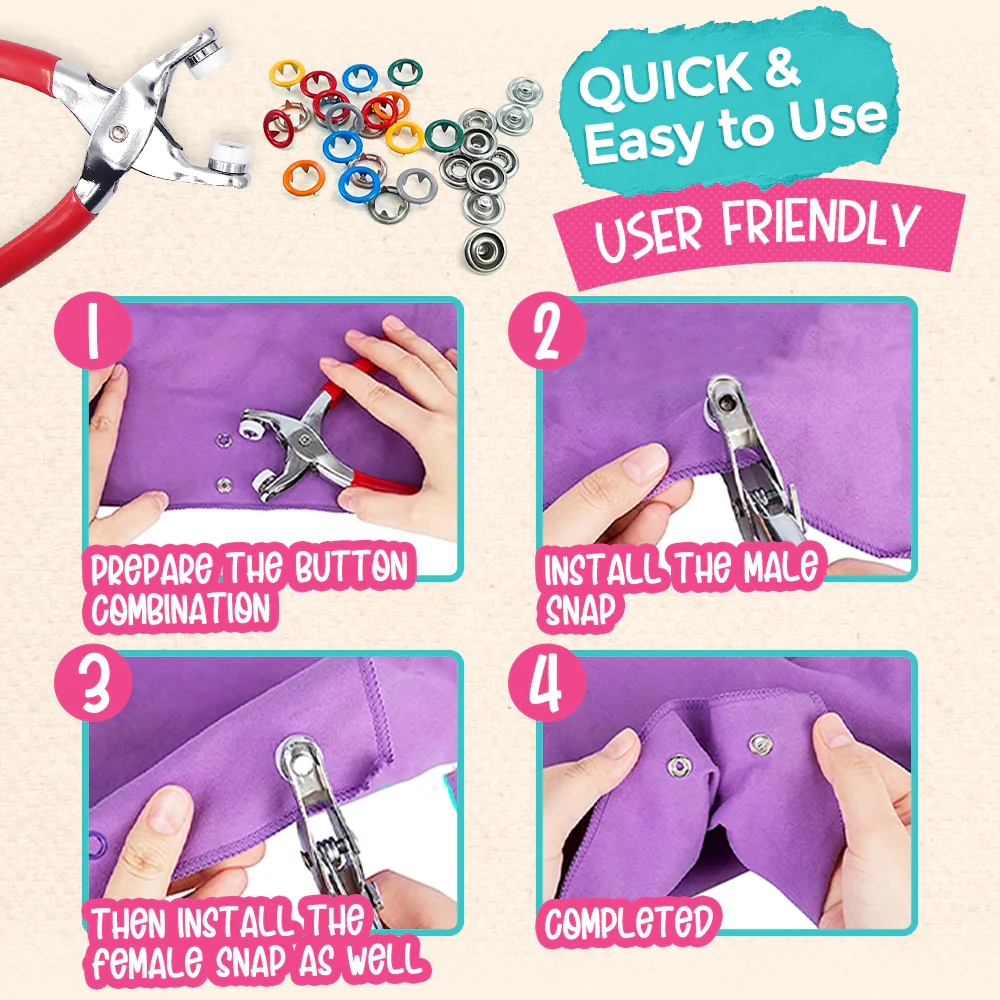 Metal Snaps Buttons DIY Craft Kit