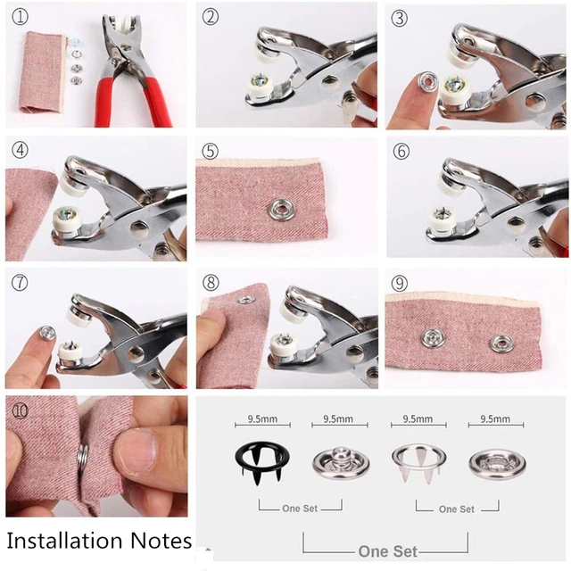 Metal Snap Buttons With Fastener Pliers Press Tool Kit