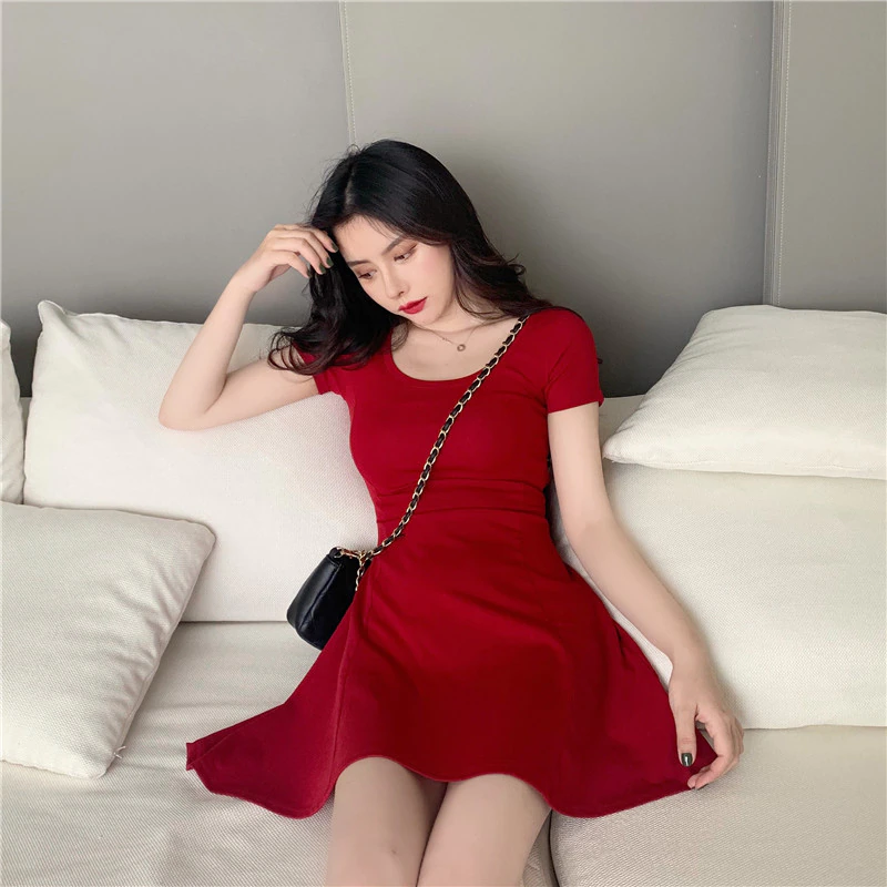 Fit & Flare Crossback Red Mini Dress