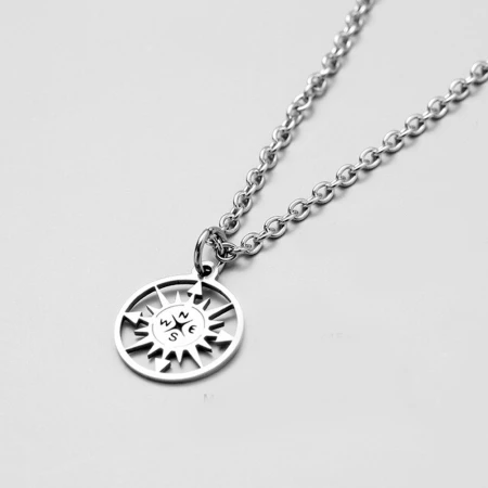 Silver Compass Necklace For Women & Men