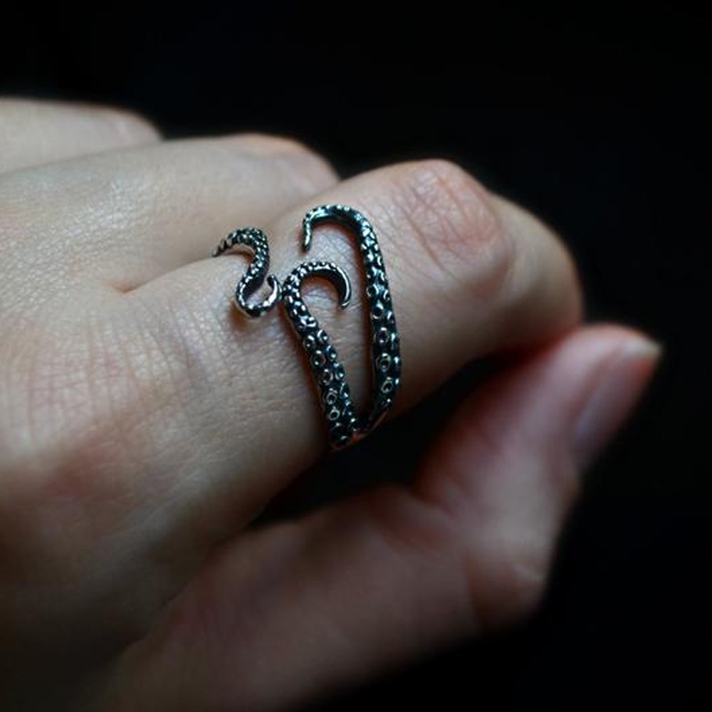 Silver Octopus Tentacle Ring