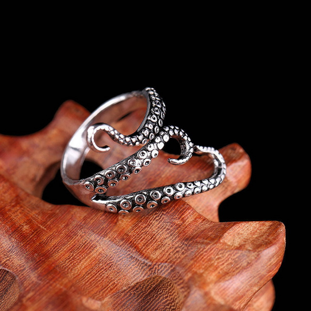 Silver Octopus Tentacle Ring