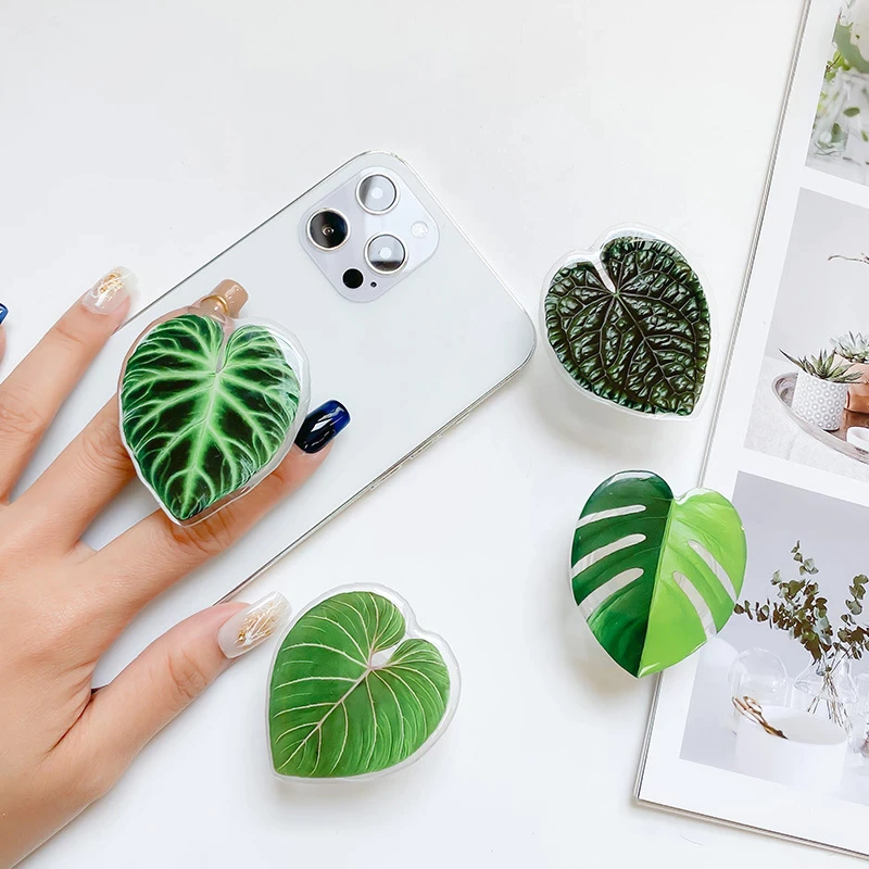 Cute Green Leaves Smartphone Holder