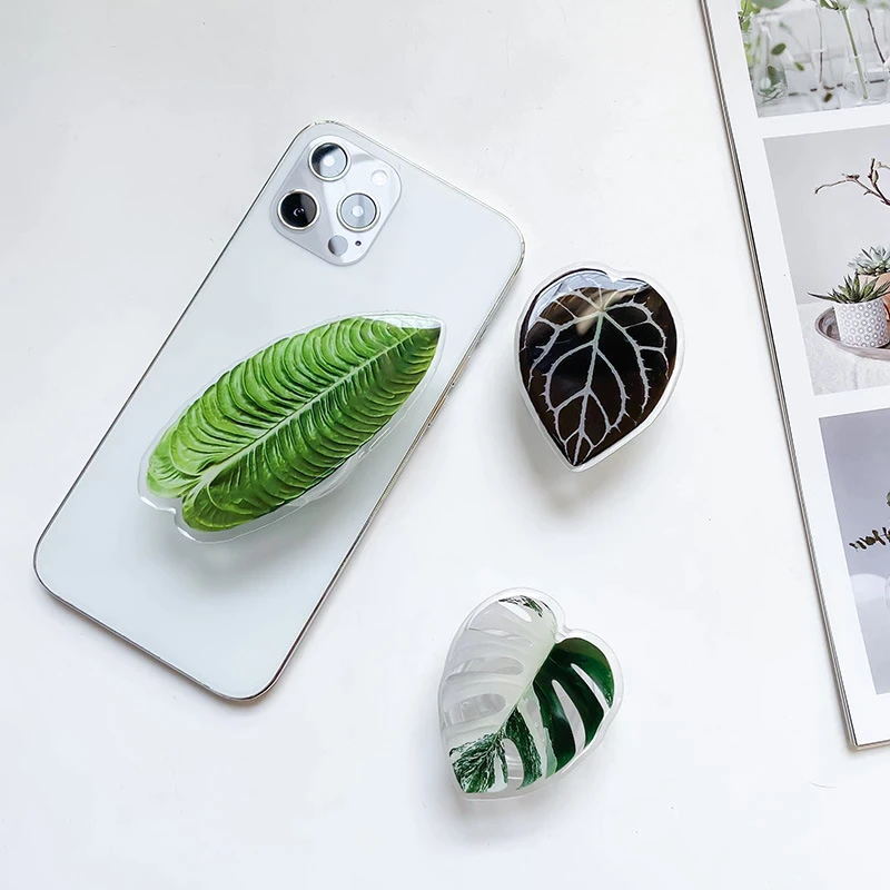 Cute Green Leaves Smartphone Holder