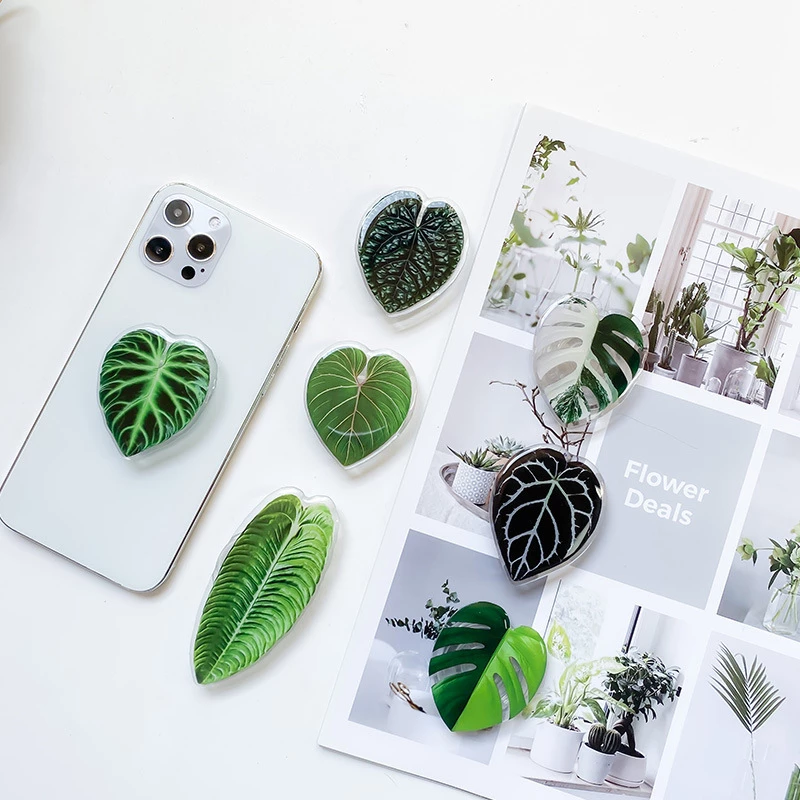 Cute Green Leaves Smartphone Holder