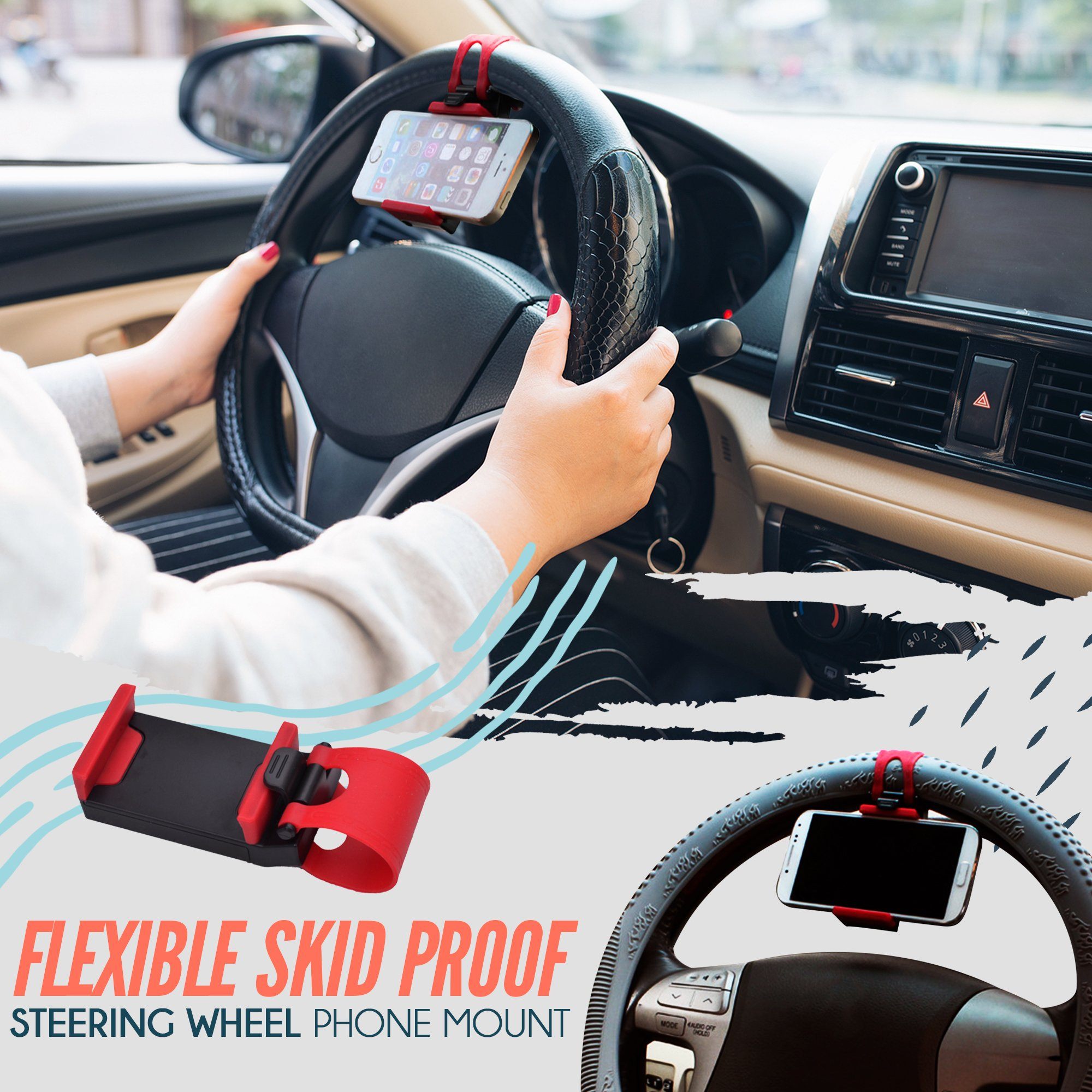 Skid Proof Steering Wheel Phone Mount