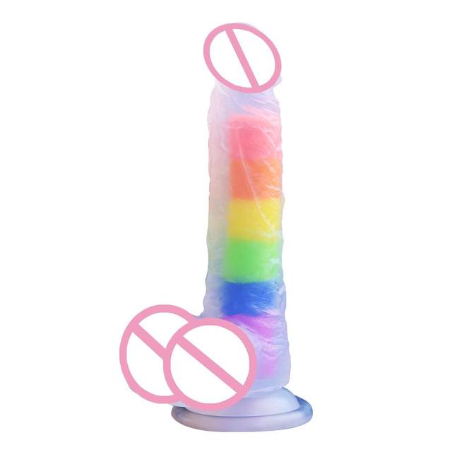 Soft Silicone Rainbow Dildo With Suction Cup