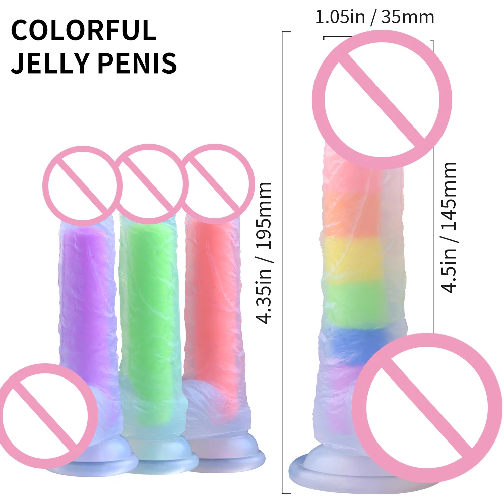 Soft Silicone Rainbow Dildo With Suction Cup