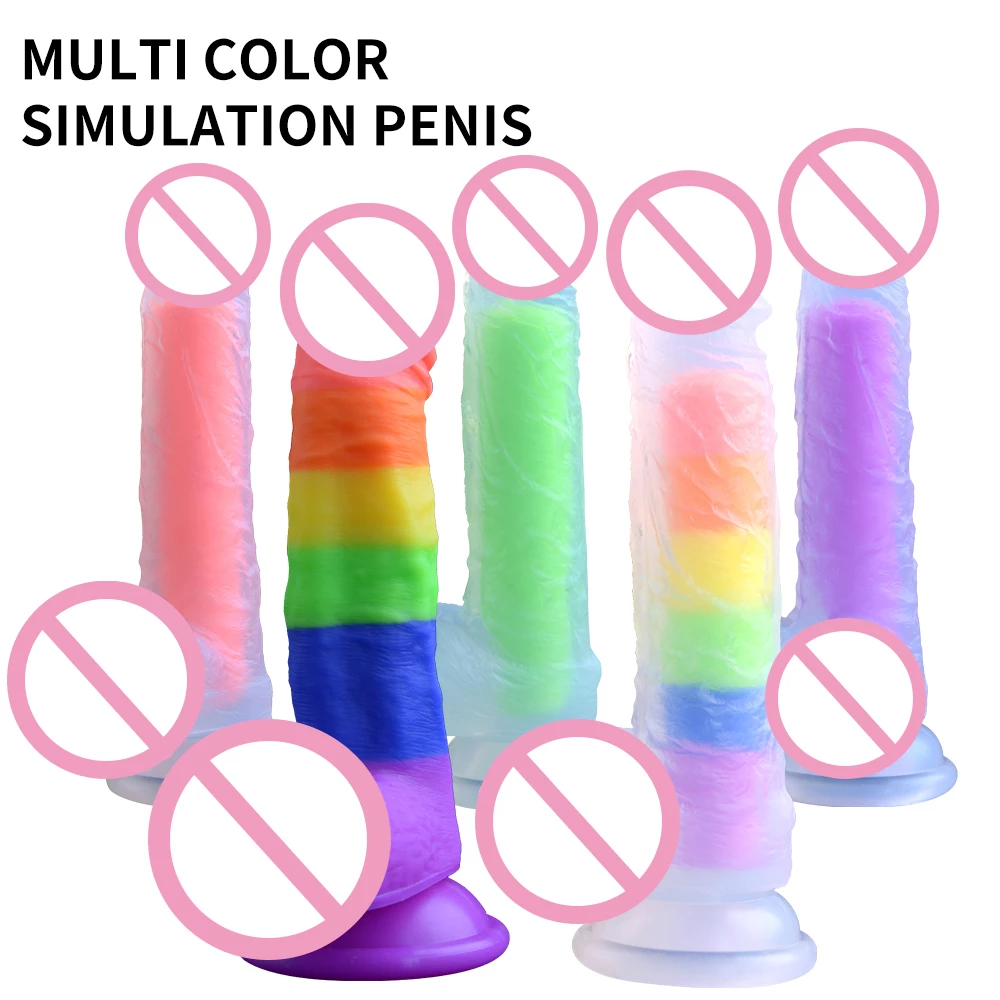 Soft Silicone Rainbow Dildo With Suction Cup