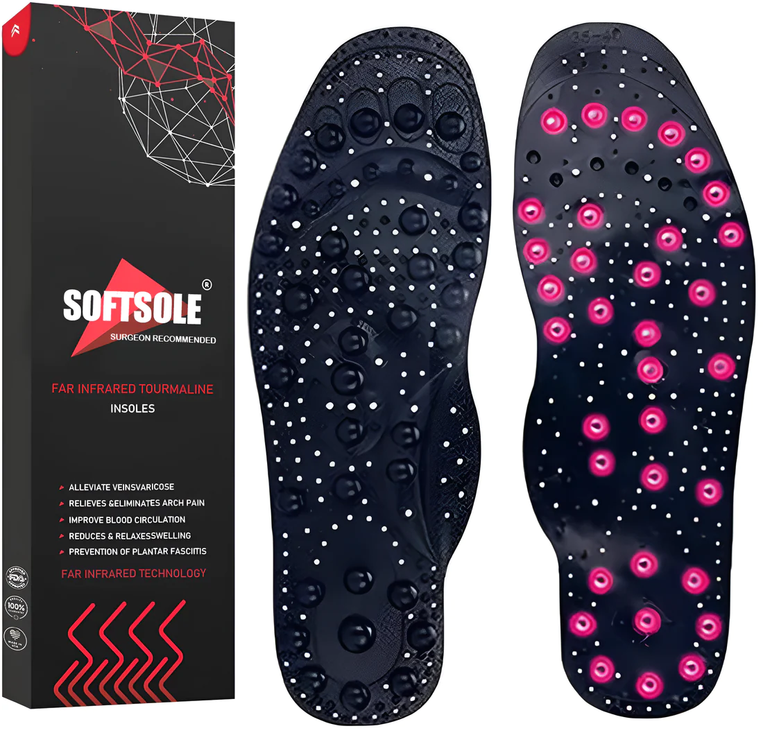 Softsole Far infrared Tourmaline Acupressure Massage Foot Pain Relief Orthotic Insoles