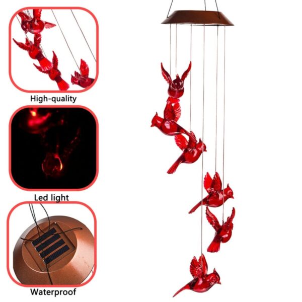 Solar Cardinal Wind Chime Light