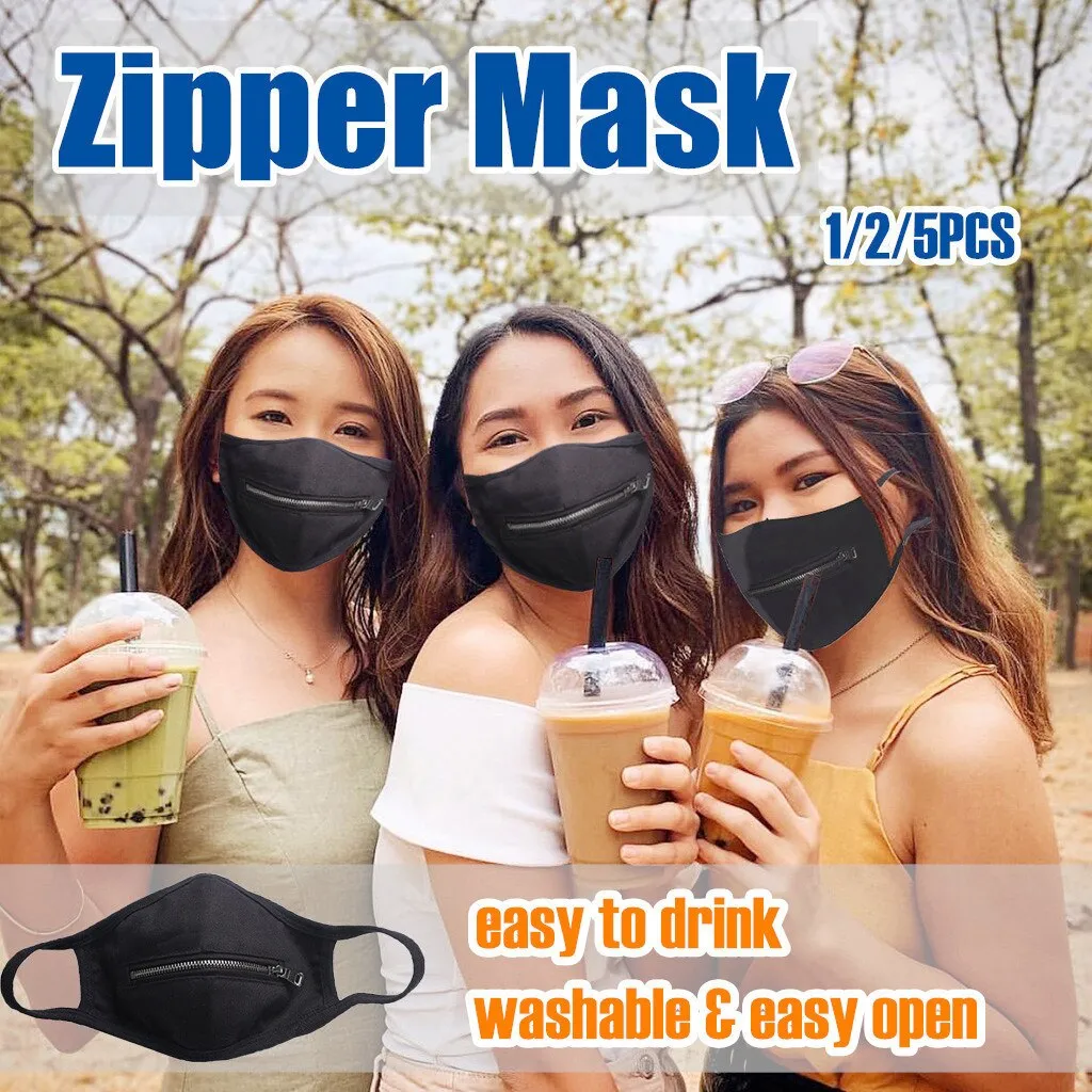 Solid Washable Zipper Mask