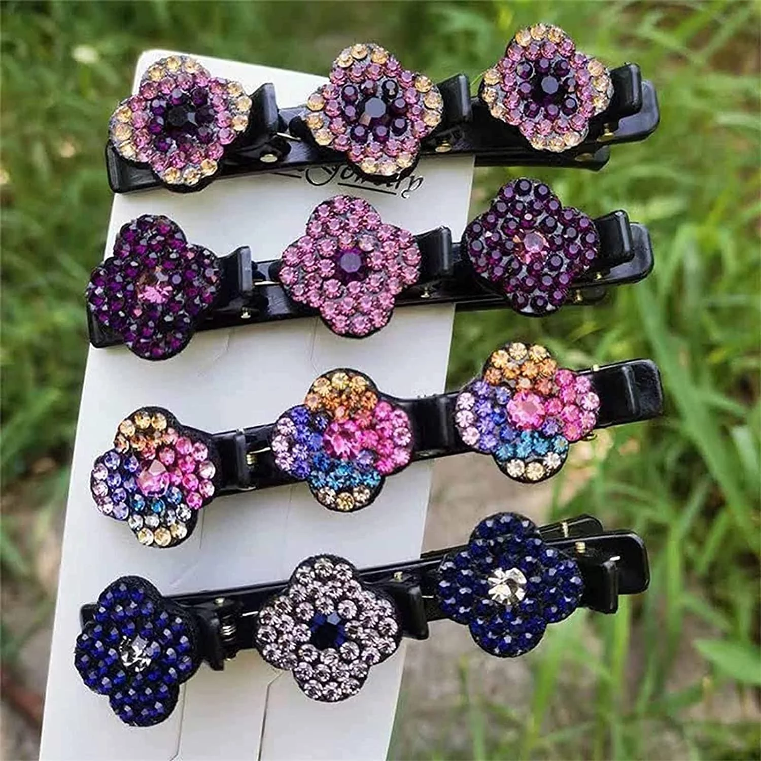 Sparkling Crystal Stone Braided Hair Clips