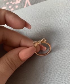 Sparkling Rose Gold Bow Ring