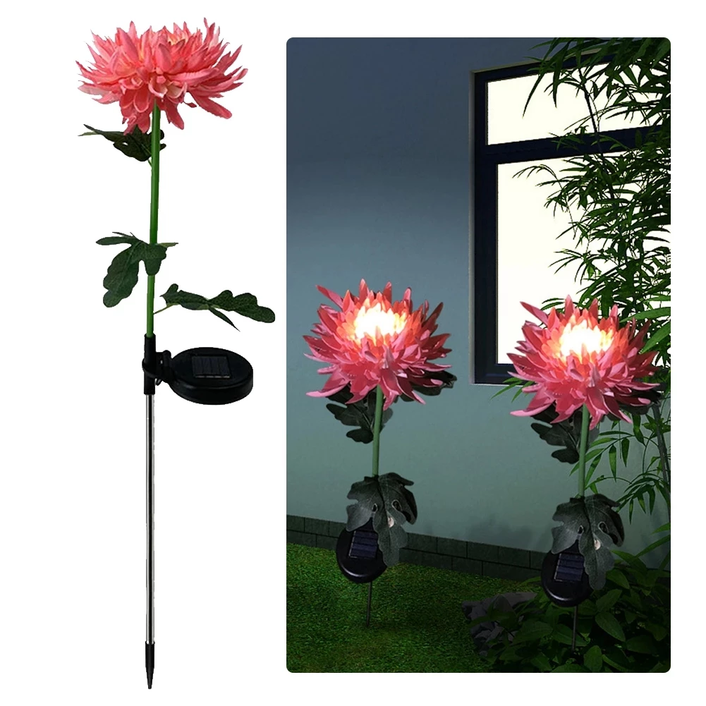 Spring Artificial Chrysanthemum Solar Garden Stake Led