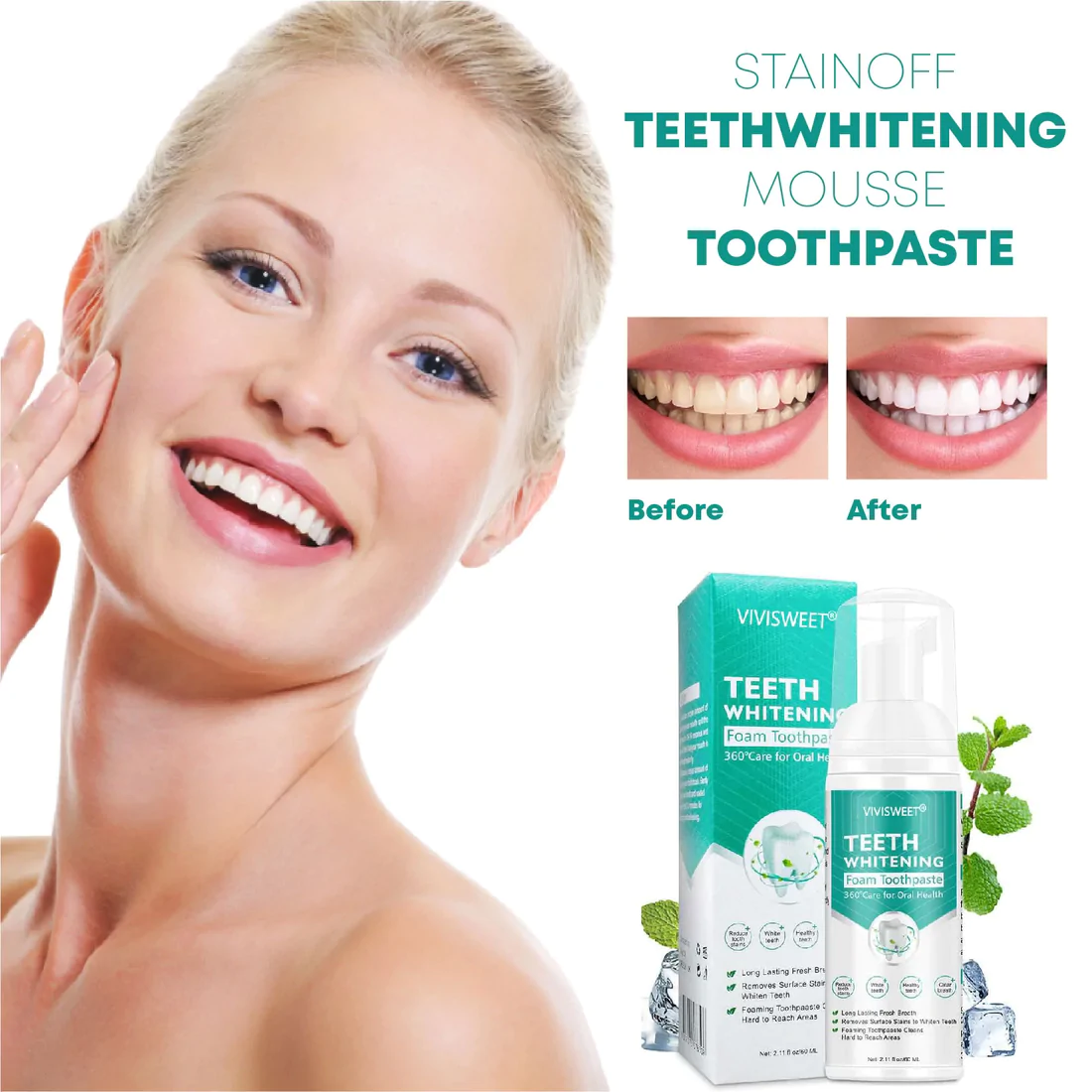 StainOff TeethWhitening Mousse Toothpaste