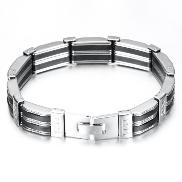 Luxury Black Silicone Stainless Steel Bracelet Men