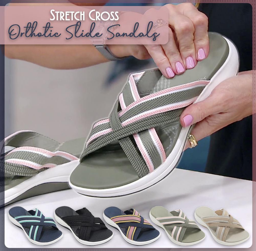 Stretch Cross Orthotic Slide Sandals