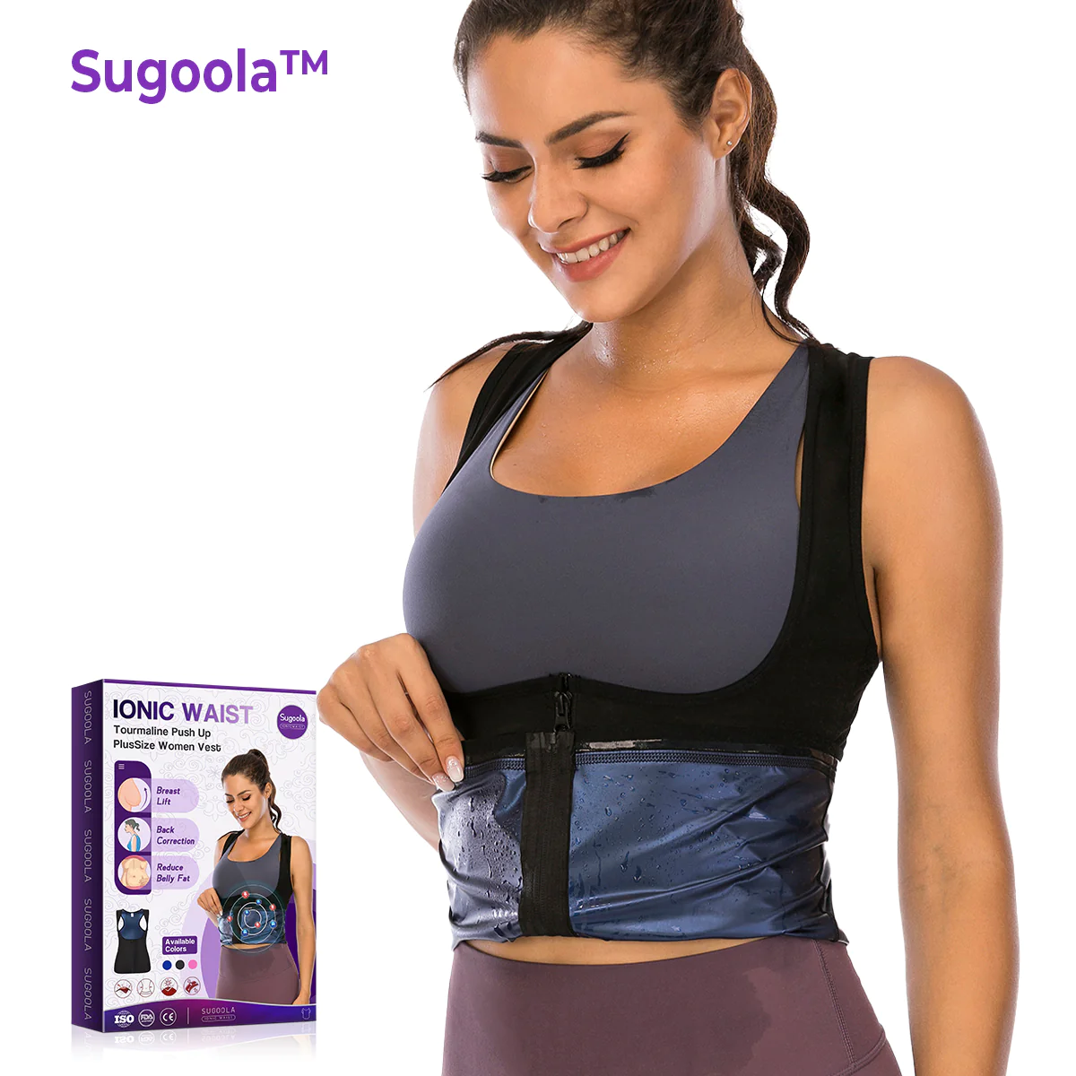 Sugoola IONICWAIST Tourmaline Push Up PlusSize Women Vest