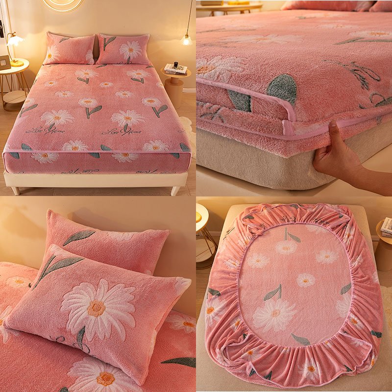 Super Soft Coral Velvet Mattress Cover