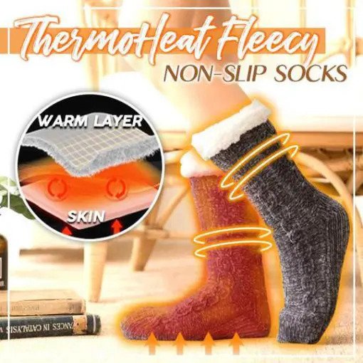 ThermoHeat Fleecy Non-Slip Socks (50% OFF)